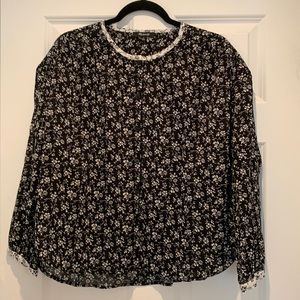 Madewell black white floral button down top